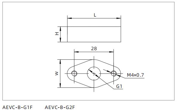 AEVC-B-G1F/AEVC-B-G2F BASIC VACUUM GENERATOR Dimensions