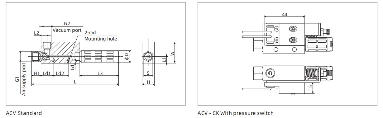 Dimensions Of Basic Vacuum Generator