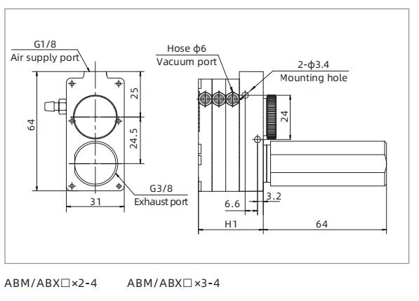 ABM ABX Mini Combined Type Vacuum Generator