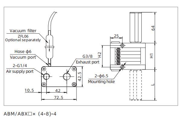 ABM ABX Mini Combined Type Vacuum Generator