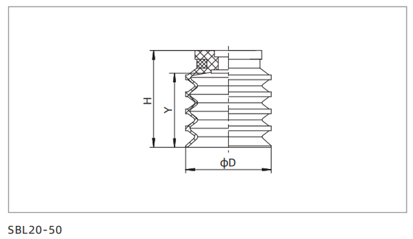 Dimensions 4.5 Bellows Suction Cup SBL20-50