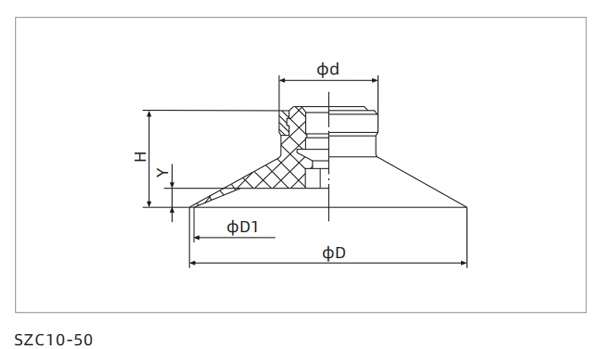 Dimensions Standard Suction Cup SZC10-50