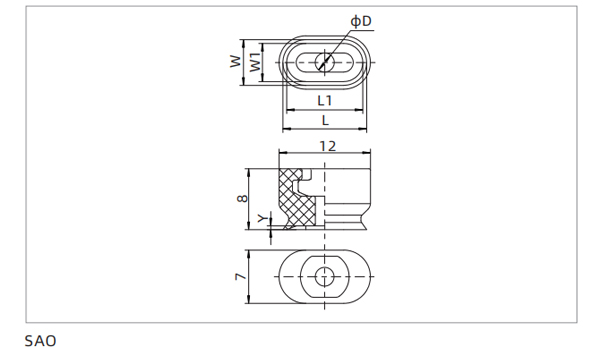 Dimensions Oval Flat Suction Cup SAO