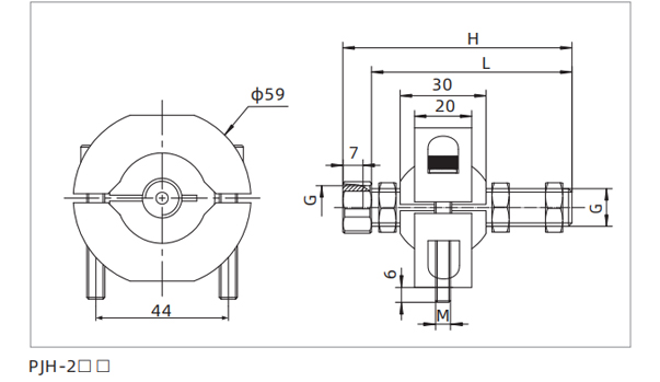 Dimensions PJH Series Universal Mounting Parts-Flexible Joint PJH-2