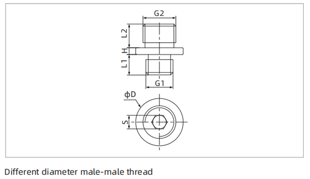 Dimensions PJT Series Universal Mounting Parts-Adapter Different Diameter Male-male Thread