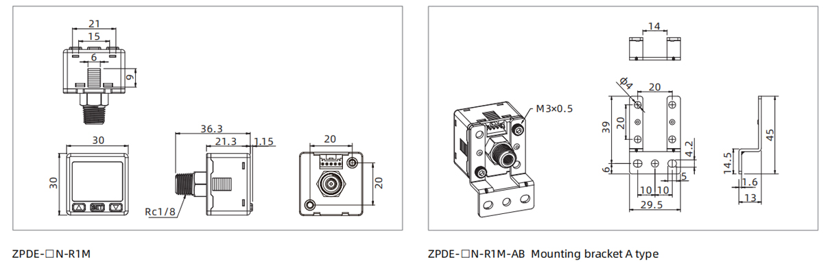 Dimensions ZPDE Series High-precision Digital Pressure Switch