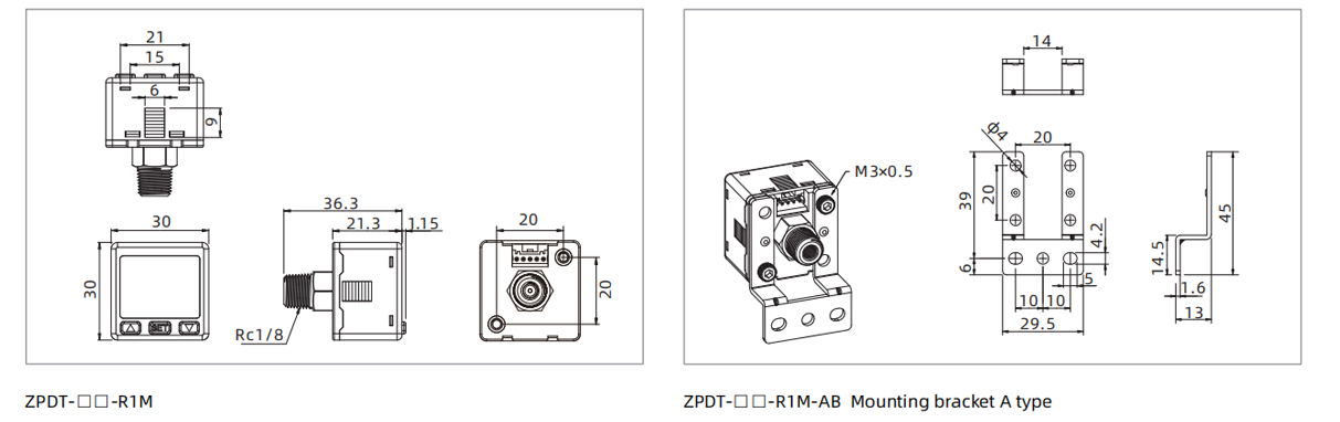 Dimensions ZPDT Series High-precision Digital Pressure Switch