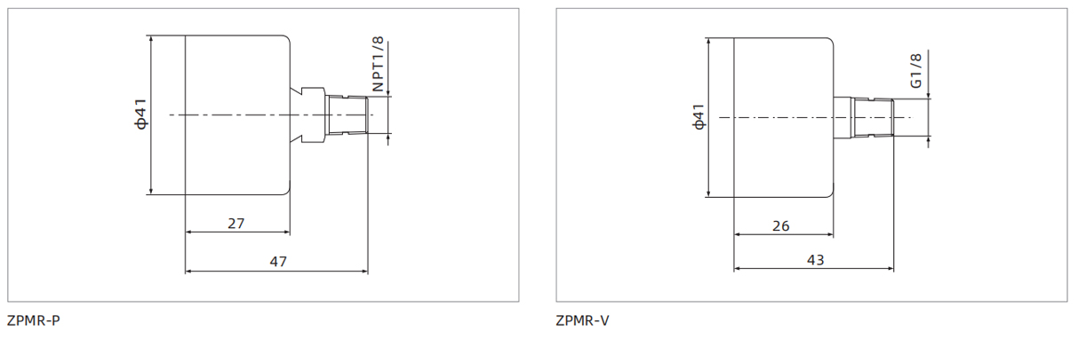 Dimensions ZPMR Series Mechanical Pressure Gauge
