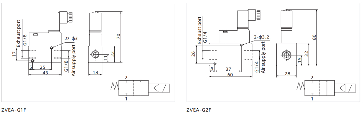 Dimensions ZVEA Series Electric Control Valve